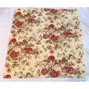 Vintage new floral woven type Fabric flowers 25" x 25" remnant cream bg elegant